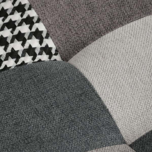 Relaxační křeslo ušák s podnožkou LYRO - šedá patchwork látka