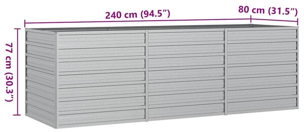 Zahradní vyvýšený záhon 240x80x77 cm pozinkovaná ocel stříbrný 316886