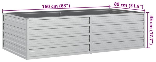 Zahradní vyvýšený záhon 160x80x45 cm pozinkovaná ocel stříbrný 316884