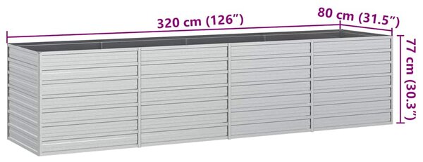 Zahradní vyvýšený záhon 320x80x77 cm pozinkovaná ocel stříbrný 316890