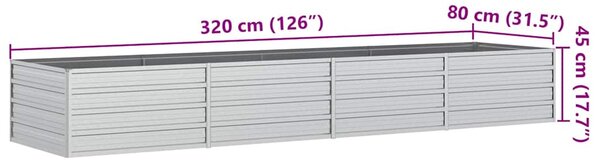 Zahradní vyvýšený záhon 320x80x45 cm pozinkovaná ocel stříbrný 316892