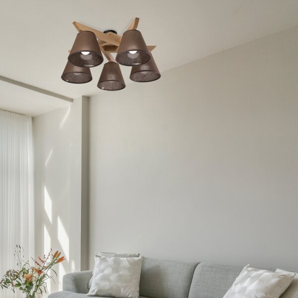Brilagi - LED Přisazený lustr ANTHONY 5xE14/40W/230V dub/hnědá