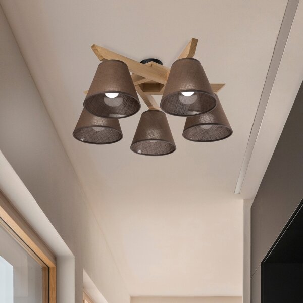 Brilagi - LED Přisazený lustr ANTHONY 5xE14/40W/230V dub/hnědá