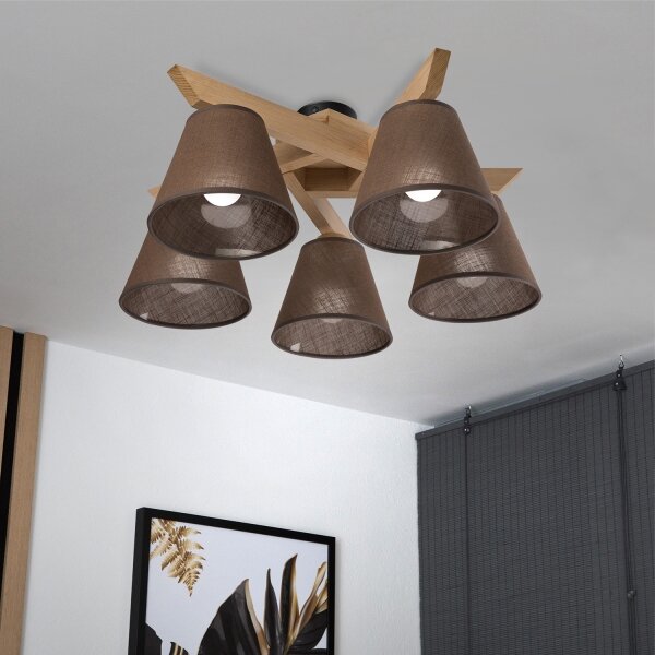 Brilagi - LED Přisazený lustr ANTHONY 5xE14/40W/230V dub/hnědá
