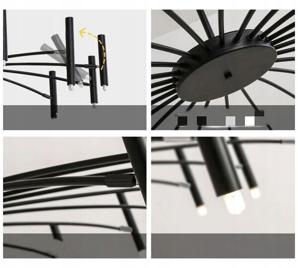 Závěsná stropní lustrová lampa Toolight černá 15x25 W