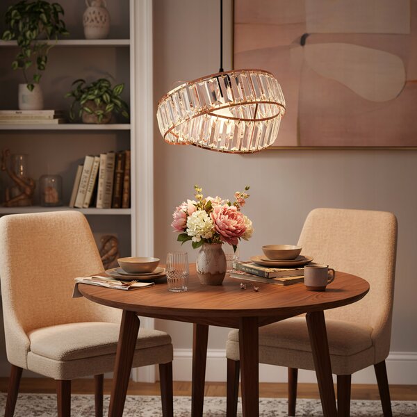 ZÁVĚSNÁ LAMPA GLAMOUR KŘIŠŤÁLOVÁ ROSE GOLD E27