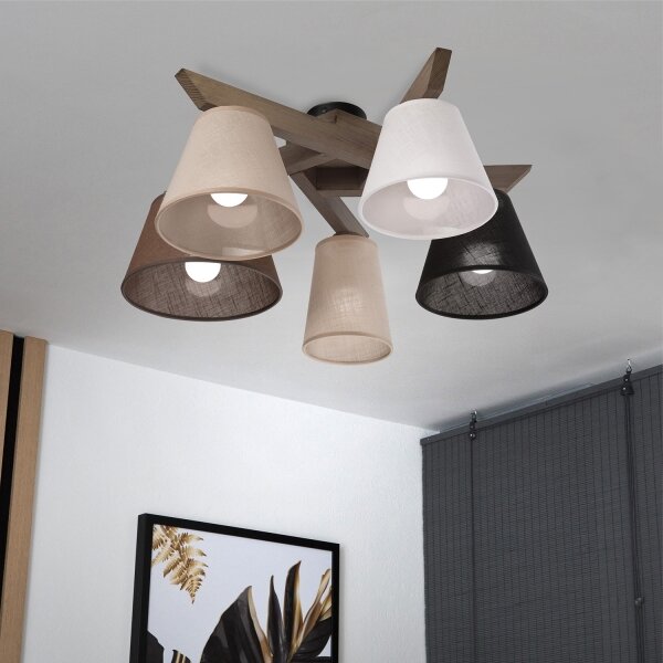 Brilagi - LED Přisazený lustr ANTHONY 5xE14/40W/230V dub ořech