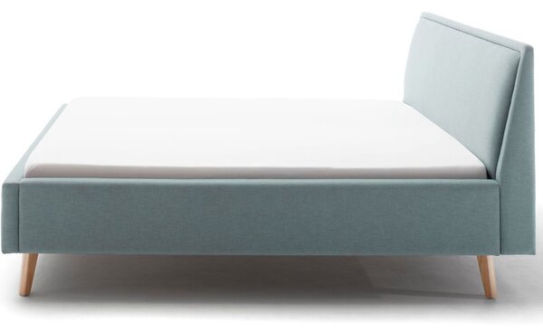 Modro zelená látková dvoulůžková postel Meise Möbel Frieda 140 x 200 cm