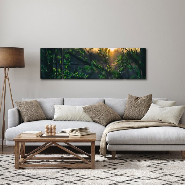 Obraz prosvítajícího slunce skrz větvičky stromů (170x50 cm)