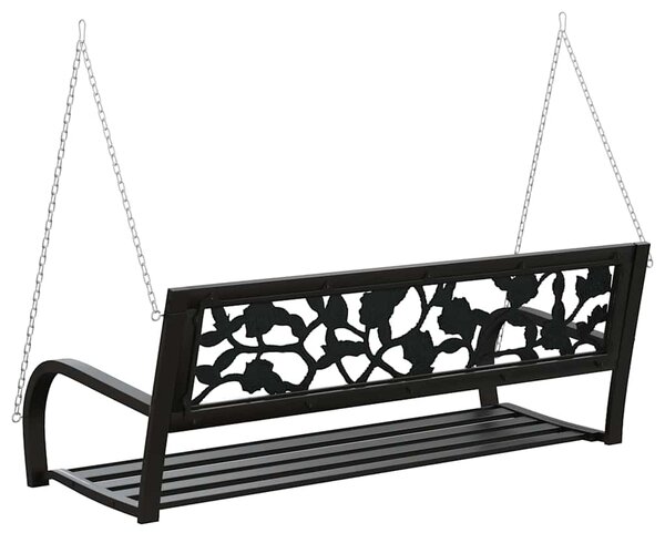 Zahradní houpací lavice 125 cm ocel a plast černá 317145