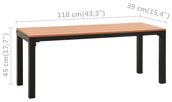 Zahradní lavice 110 cm ocel a WPC hnědá a černá 317142