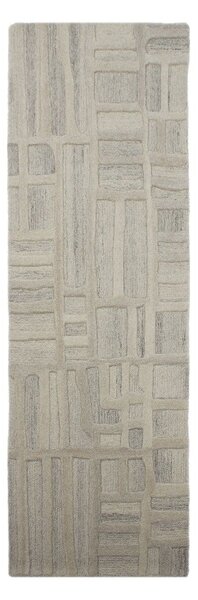 Šedobéžový ručně tkaný vlněný běhoun 80x300 cm Elva – Flair Rugs