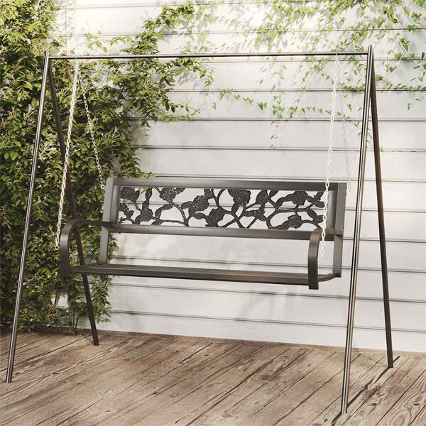Zahradní houpací lavice 125 cm ocel a plast černá 317145
