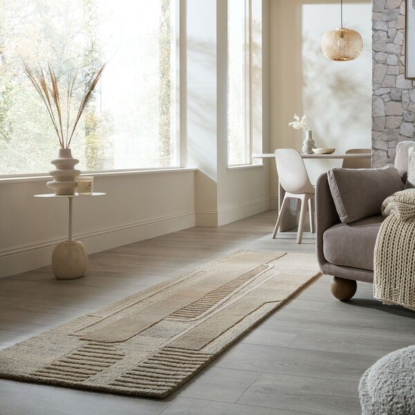 Šedobéžový ručně tkaný vlněný běhoun 80x300 cm Lira – Flair Rugs