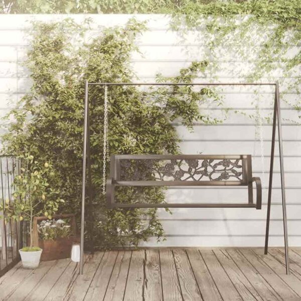 Zahradní houpací lavice 125 cm ocel a plast černá 317145