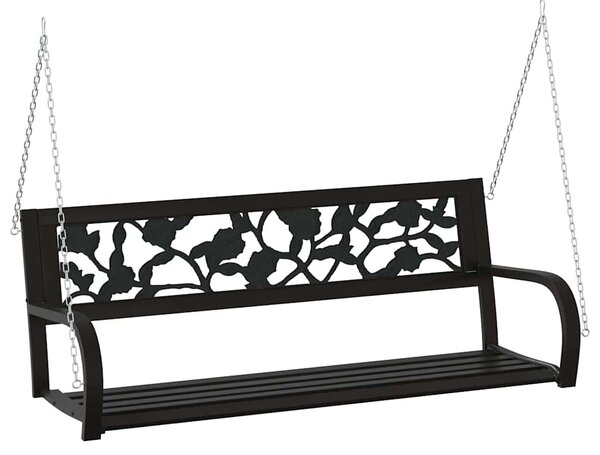 Zahradní houpací lavice 125 cm ocel a plast černá 317145