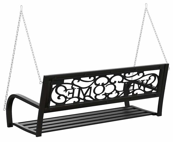 Zahradní houpací lavice 125 cm ocel a plast černá 317143