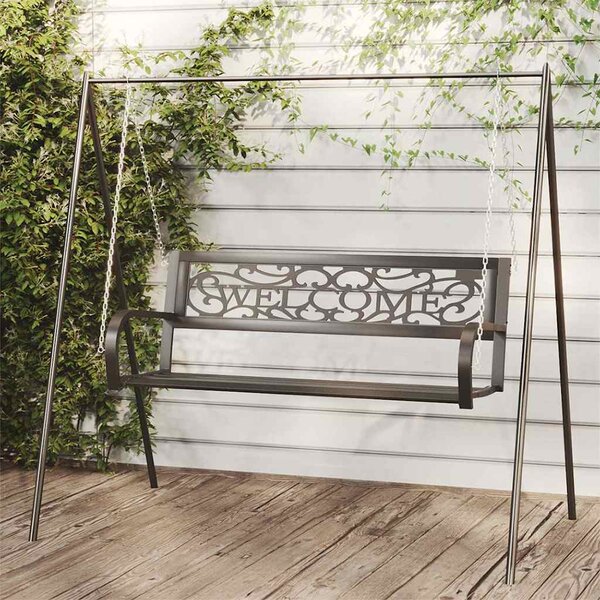 Zahradní houpací lavice 125 cm ocel a plast černá 317143