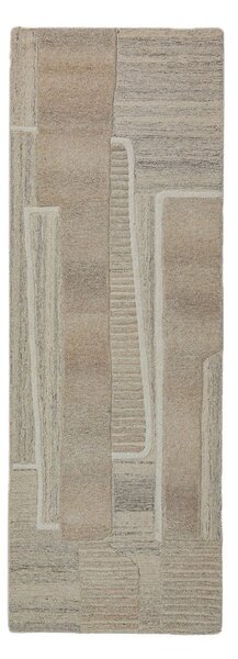 Šedobéžový ručně tkaný vlněný běhoun 80x300 cm Lira – Flair Rugs