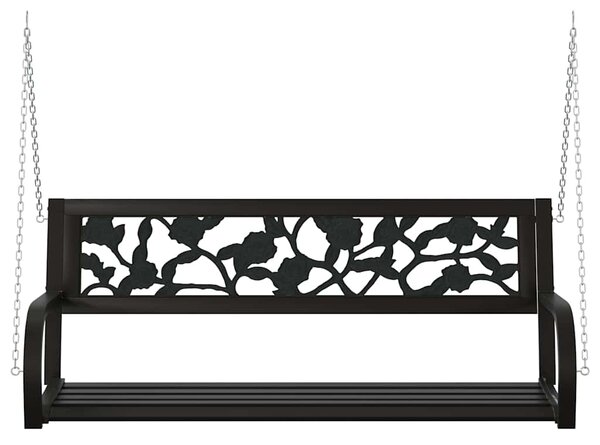 Zahradní houpací lavice 125 cm ocel a plast černá 317145