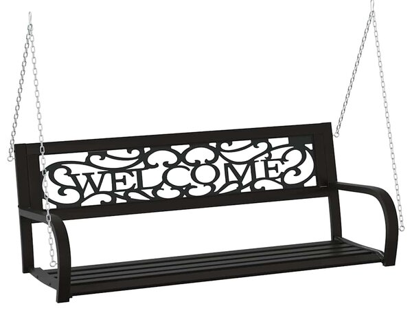 Zahradní houpací lavice 125 cm ocel a plast černá 317143