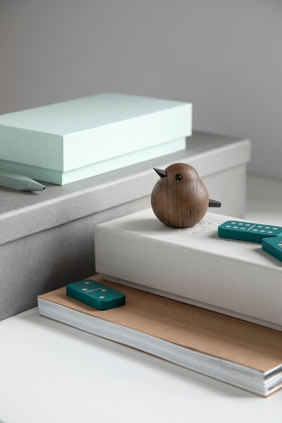 Dřevěný ptáček Mini Sparrow Smoke Stained Oak