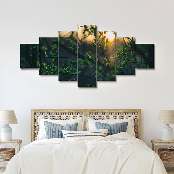 Obraz prosvítajícího slunce skrz větvičky stromů (210x100 cm)