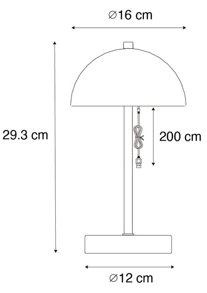Venkovní stolní lampa bílá dobíjecí vč. LED s 3-stupňovým stmíváním - Keira