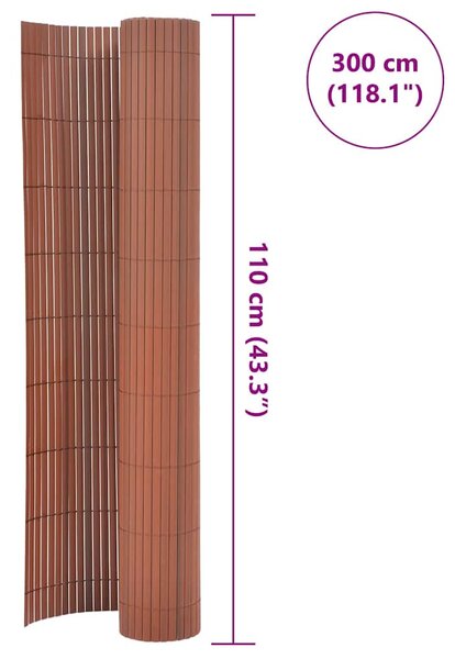 Oboustranný zahradní plot 110 x 300 cm hnědý 317154