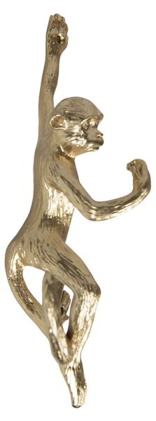 Zlatý nástěnný háček v designu opice - 8*6*19 cm - Clayre & Eef