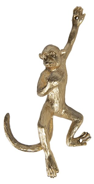 Zlatý nástěnný háček v designu opice - 8*6*19 cm - Clayre & Eef