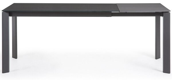 Tmavě šedý skleněný rozkládací jídelní stůl Kave Home Axis 140/200x90 cm