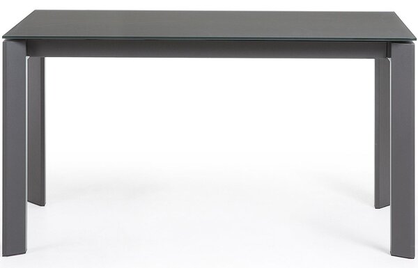 Tmavě šedý skleněný rozkládací jídelní stůl Kave Home Axis 140/200x90 cm