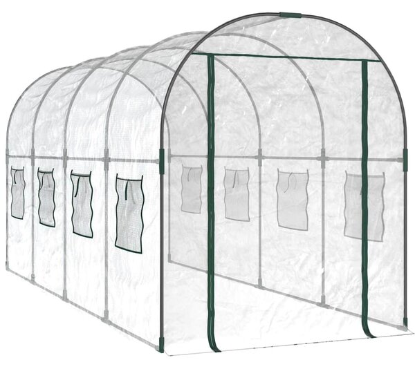 Skleník průhledný 160 x 400 x 190 cm PVC práškově lakovaná ocel 317247
