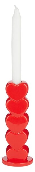 HEARTS Svícen na dlouhou svíčku 19 cm - čevená