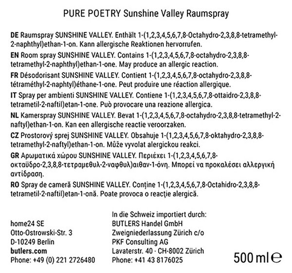 PURE POETRY Vůně do bytu ve spreji Sunshine Valley 500 ml