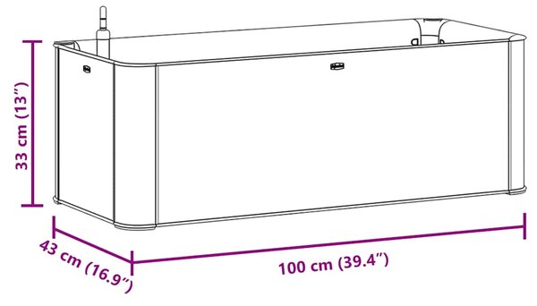 Zahradní vyvýšený záhon se samozavlažováním šedý 100x43x33 cm 317576