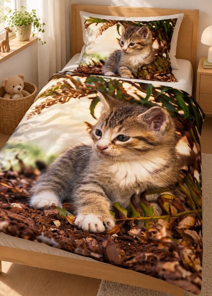 3d povlečení s koťátkem - Kitten mikroplyš 140x200 cm