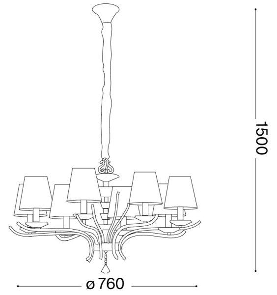 Ideal Lux - Lustr na řetězu PEGASO 8xE14/28W/230V pr. 76 cm lesklý chrom