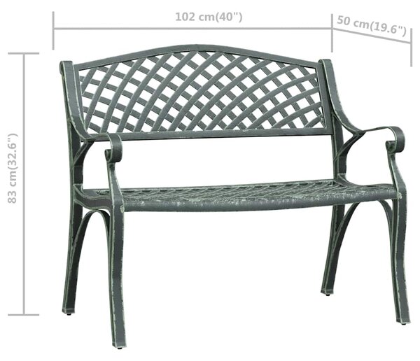 Zahradní lavice 102 cm litý hliník zelená 317745