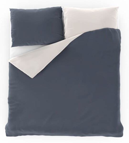 Saténové povlečení LUXURY COLLECTION bílé / tm. šedé - 140/200, 70/90