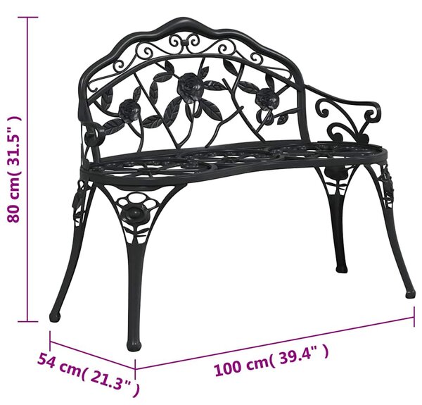 Zahradní lavice 100 cm litý hliník černá 317740