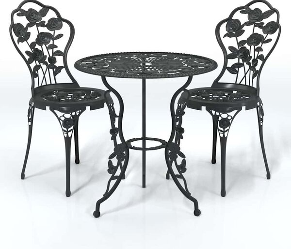 3dílný bistro set litý hliník černý 317739