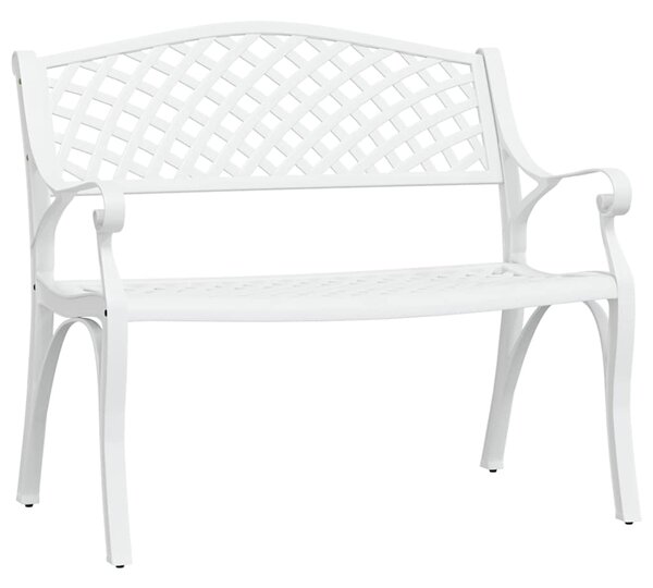 Zahradní lavice 102 cm litý hliník bílá 317746