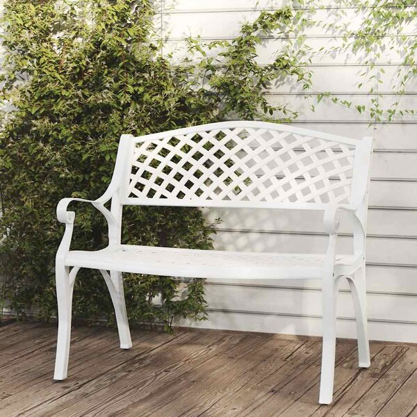 Zahradní lavice 102 cm litý hliník bílá 317746