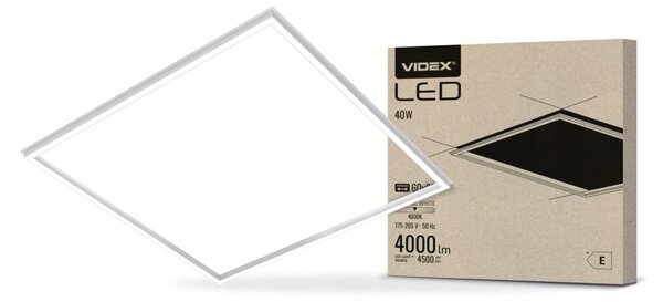 Čtvercový stropní panel Videx 60 x 60 cm bílý