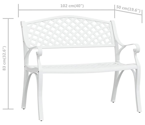 Zahradní lavice 102 cm litý hliník bílá 317746
