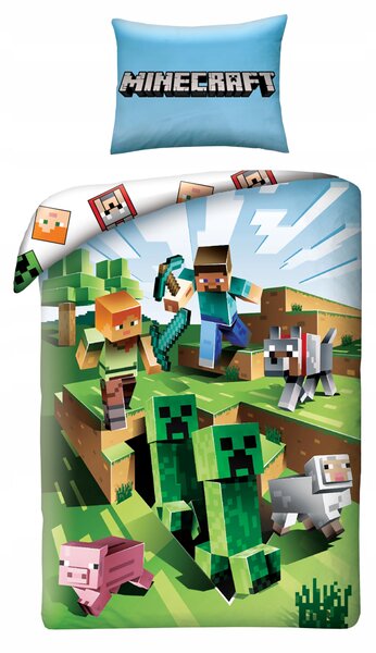 Dětské povlečení Minecraft 140 x 200 cm, vícebarevné Halantex Creeper