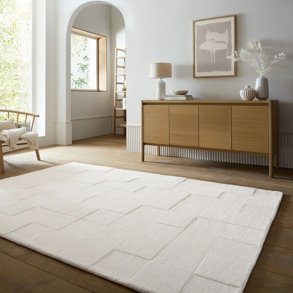 Slonovinový ručně tkaný vlněný koberec 160x230 cm Checkerboard – Flair Rugs