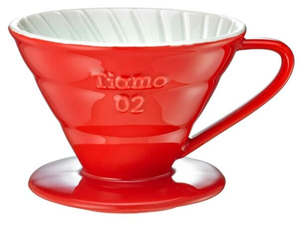 Tiamo dripper na kávu V02 červený